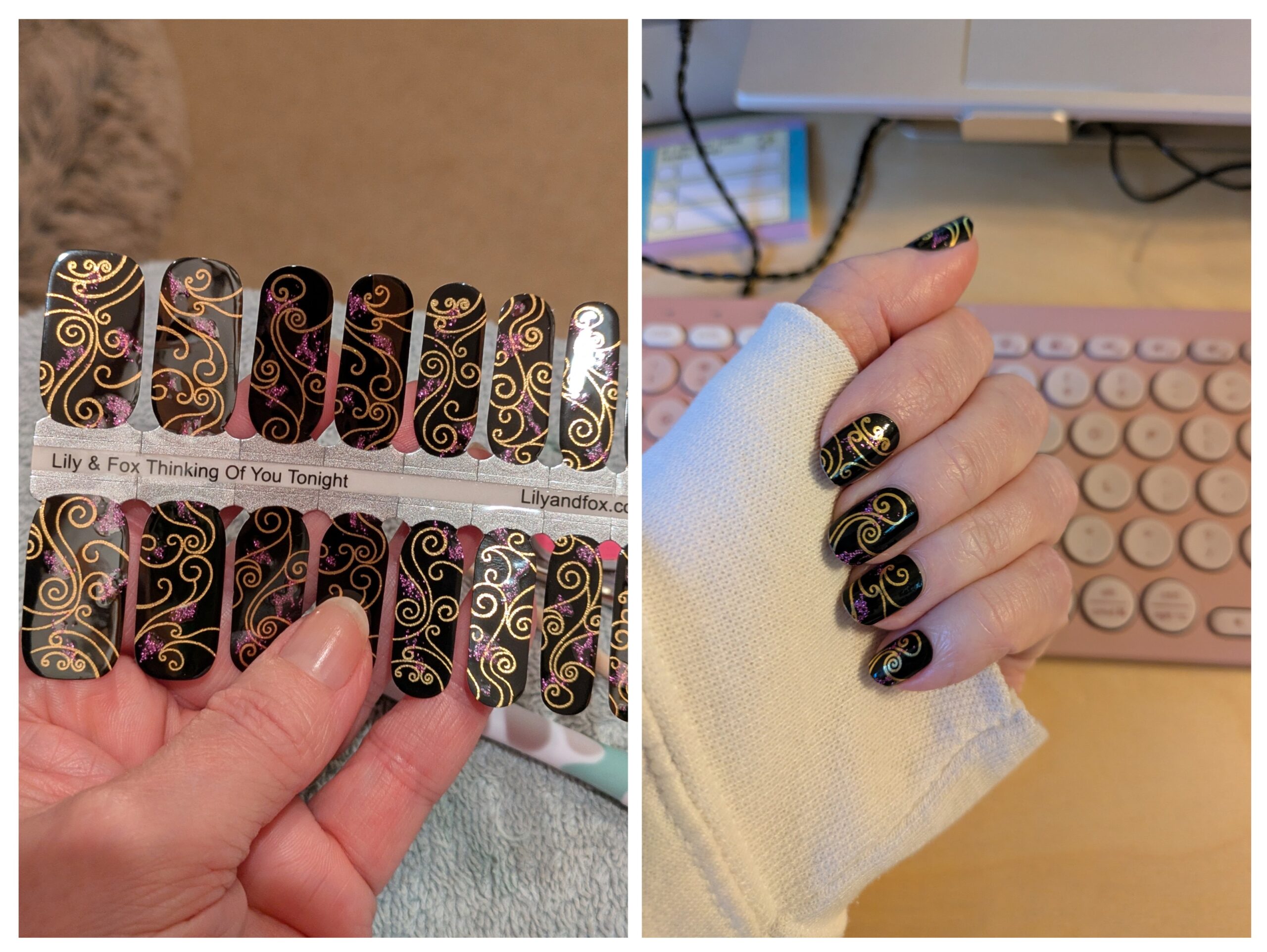 Lily and Fox Thinking of You Tonight nail wraps manicure